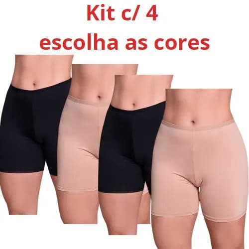 Kit 4 Shorts Anágua Segunda Pele Feminino Antiatrito Confortável p/ Saia e Vestido