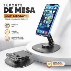 Suporte de Mesa Metálico 360° Ajustável para Celular e Tablet | Dobrável Reforçado iPhone iPad