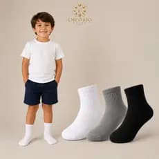 Kit Até 12 Pares Meia Infantil Menino Menina Algodão Premium Cores Sortidas Antialérgico Antitranspirante