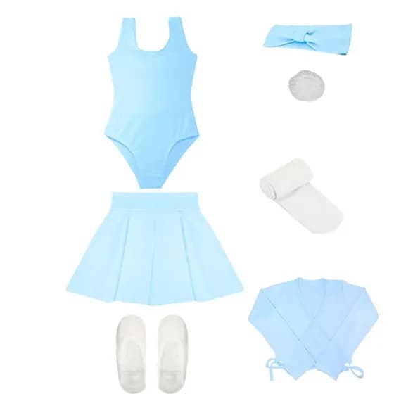 Kit Ballet Completo 7 Itens Com Casaquinho Azul Bebê