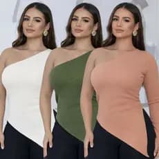 Blusa Feminina Assimétrica Mula Manca Nula Manga Longa Premium Básica Moda Estilosa Casual