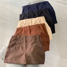Short Alfaiataria Femimino Cintura alta Modeladora com bolsos cores Neutras elegante Moda 2026