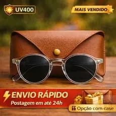 Óculos de Sol Redondo BeHaver Transparente | Lente Cinza New Gray | Unissex UV400 Clássico 2026 Moda
