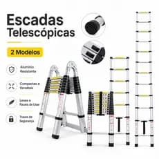 Escada Telescópica Alumínio Reta ou 2 em 1 Tipo A 3,8 metros Ajustável Multiuso Nakasaki