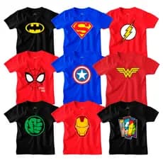 Camisa Infantil Super Heróis Desenhos 100% Algodão Fantasia