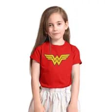 Camisa Infantil Mulher Maravilha Desenhos 100% Algodão Fantasia