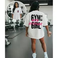 Camiseta Feminina Oversized Gym Girl Academia Treino Algodão Penteado 30.1