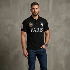 Camisa Polo Masculina Paris Malha Piquet Algodão Premium Luxo
