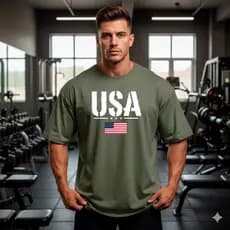 Camisa Oversized USA Academia Musculação Streetwear Algodão Penteado 30.1