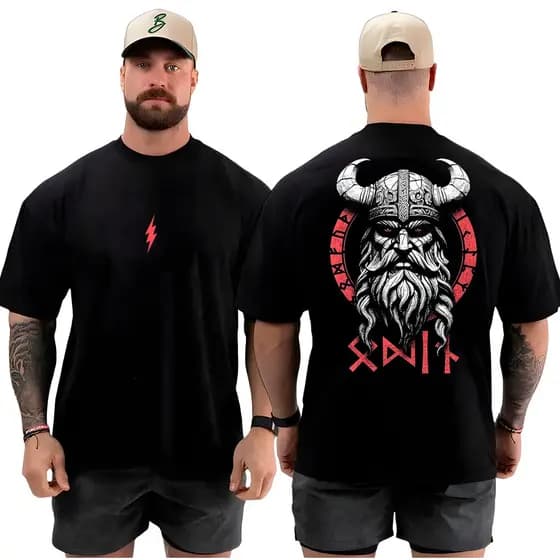Camiseta Oversized Musculação Odin Grande Algodão Streetwear Treino Academia