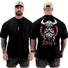 Camiseta Oversized Musculação Odin Grande Algodão Streetwear Treino Academia