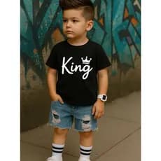 Camiseta Infantil King Streetwear Malha Algodão 30.1 Criança Moda