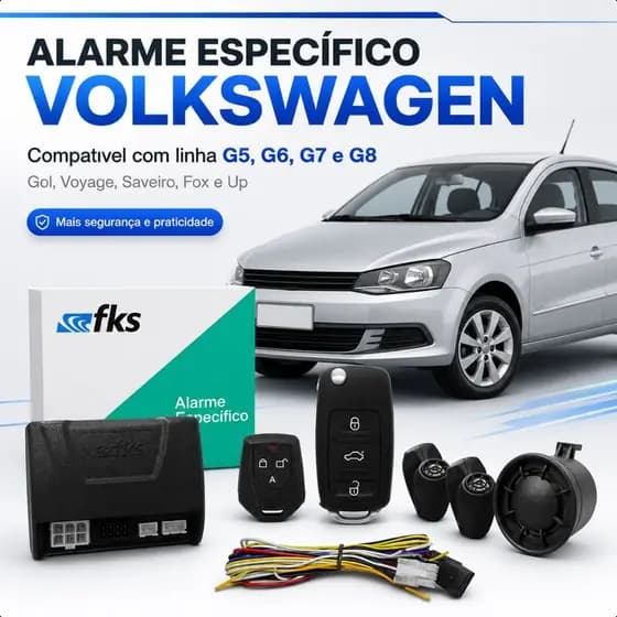 alarme especifico para modelos volkswagen G5 G6 G7 G8 chave canivete  e função desliga radio fk500