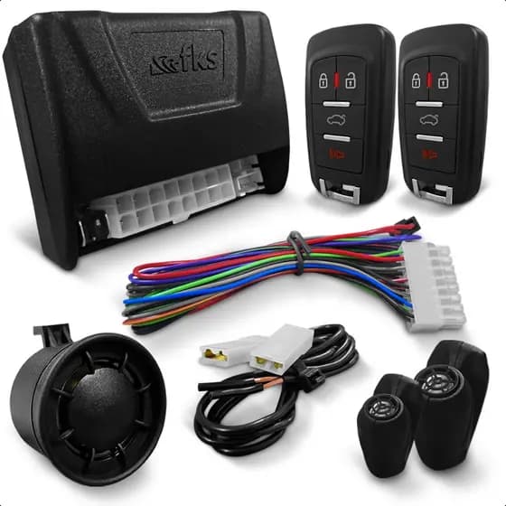 Kit Completo Alarme Automotivo Carro Bloqueio de Motor Anti Furto 3 Auxiliares Sirene 2 Controles