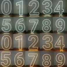 Painel Led Neon Números 0 /9 Acrílico Cristal 50cm Altura com base decoração de festa valor unitario