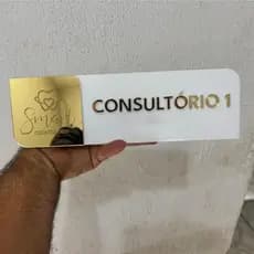 Placa Sinalização KIT 2 UNID Sala Consultório 100% no Acrílico Espelhado Identificação De Porta