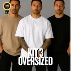Kit 3 Camiseta Oversized Masculina Lisas