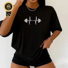 Camiseta Oversized Blusa Feminina Streetwear Batimento Peso Academia SM