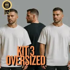 Kit 3 Camiseta Lisa Oversized Masculina Streetwear Algodão SM