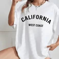 Camiseta Oversized Feminina Streetwear California Algodão Malha Macia SM