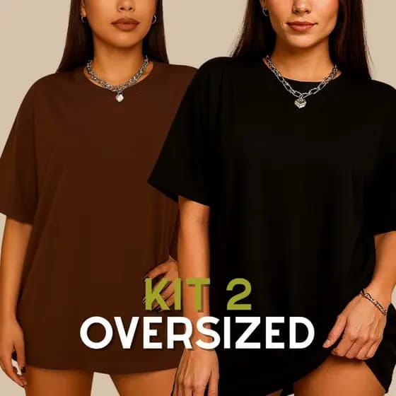 Kit 2 Camisetas Lisas Oversized Camisa Feminina Streetwear Long Line Sobre Legging - SM