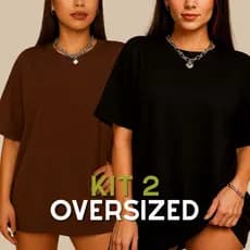 Kit 2 Camisetas Lisas Oversized Camisa Feminina Streetwear Long Line Sobre Legging - SM