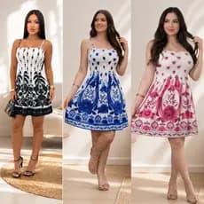 Vestido Curto Feminino Floral Rodado Soltinho Elegante Leve Verão Tendência
