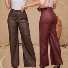 Calça Couro Feminina Cintura Alta Skinny Premium Moda Inverno Elegante Luxo