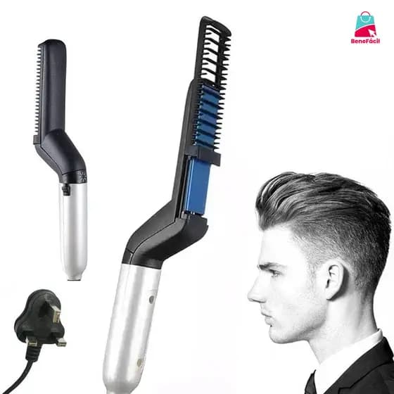Chapinha modelador Pente Portatil para cabelo e barba masculino Pente Eletrico Escova Alisadora