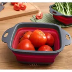 Escorredor Alimentos e Utensílios Cozinha Retrátil Silicone Quadrado