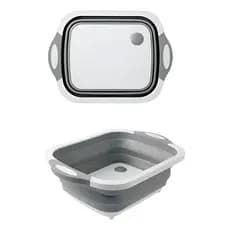 Tábua Bacia Cesta Retrátil Silicone Multifuncional Cozinha 3 em 1/Tábua -Bacia -Escorredor De Vetais