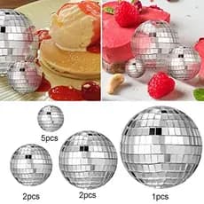 Novo Mini Espelho Bola De Discoteca Luz Do Palco Reflexivo Rotativo Brilhante Prata Vidro Festa Casamento Bolo Decoração