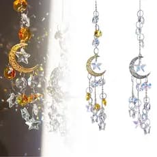 1 Pçs Cristal Arco-Íris Prisma Lua Decoração Do Jardim Ao Ar Livre Janela Pendurado De Sinos De Vento