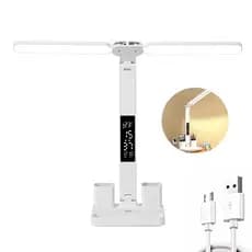 Lâmpada De Mesa LED Com 2 Porta-canetas Hora Data Regulável 3 Modos De cor Controle De Toque Dobrável Com Carregador