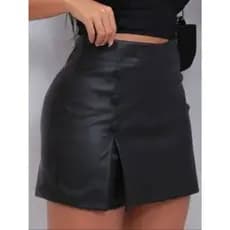 Short Saia Couro Feminino De Botão /Short Saia Couro Fake moda Blogueira