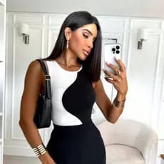 Body Onda Regata Feminino Bicolor Duas Cores Moda Tendencia