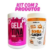Gelatina Capilar Super Definição + Creme De Pentear Bomba Cachos Hidralize 1kg Cada.