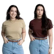 Kit 2 Camiseta Feminina 100% Algodão Envio Imediato