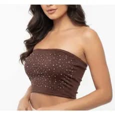 Cropped FemeninoTop Faixa Com brilho