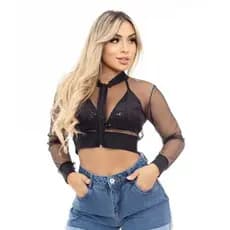 Jaqueta De Tule Com Brilho