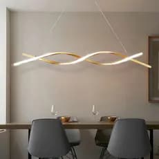 Lustre Luminária Suspensa Fixada No Teto Hitec Dourada Led 36W Bivolt Luxo Moderno Iluminação Elegante Teto Casa