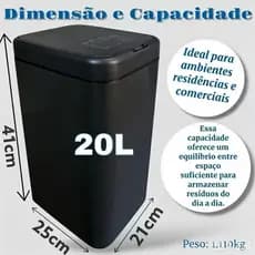 Lixeira com Sensor Automático Inteligente Abre Fácil 20 litros