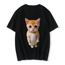 Blusa Gato Fofo 3d Feminino Casual Camiseta Harajuku Roupas Casual Gato de Botas Look Casual