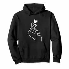 Moletom Coreano Hoodie Coração Capuz Moda Canguru Sweatshirts Bolso Capote Blusão Inverno Envio Rápido