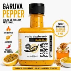 Molho de Pimenta Premium Garuva Pepper 180ml Agridoce Maracujá com Mel e Mostarda Artesanal