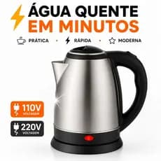 Chaleira Jarra Elétrica Inox  Preta Ferve Água em Minutos Café Chá Chimarrão 110v e 220v