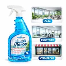 Limpa Vidros 1L Quimiprol Original – Secagem Rápida, Não Mancha e Brilho Impecável