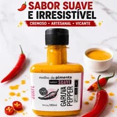 Molho de Pimenta Suave Cremoso Artesanal Garuva Pepper 180ml Hamburguer Batata Frita Lanche Pizza