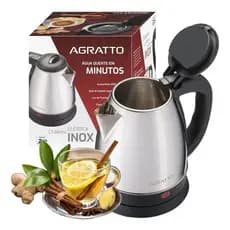 Chaleira Elétrica Agratto Inox Preta 1,8L Desligamento Automático