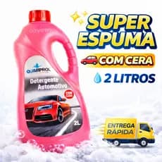 Detergente Automotivo 2L com Cera Quimiprol - Super Espuma - Shampoo Lava Carros , Dá Brilho e Protege a Pintura